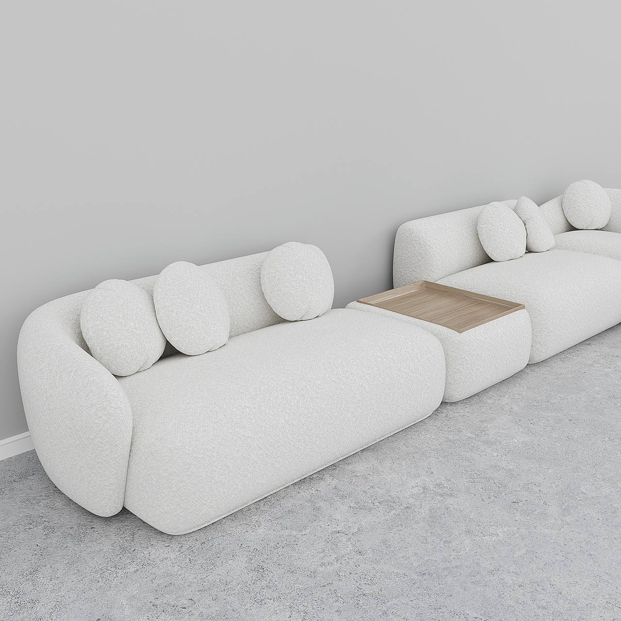 Cappy L-Shaped Modular Sofa / White Boucle