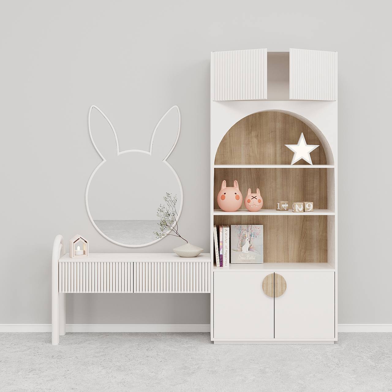 طاولة تزيين بتصميم أرنب / 225 × 45 سم
