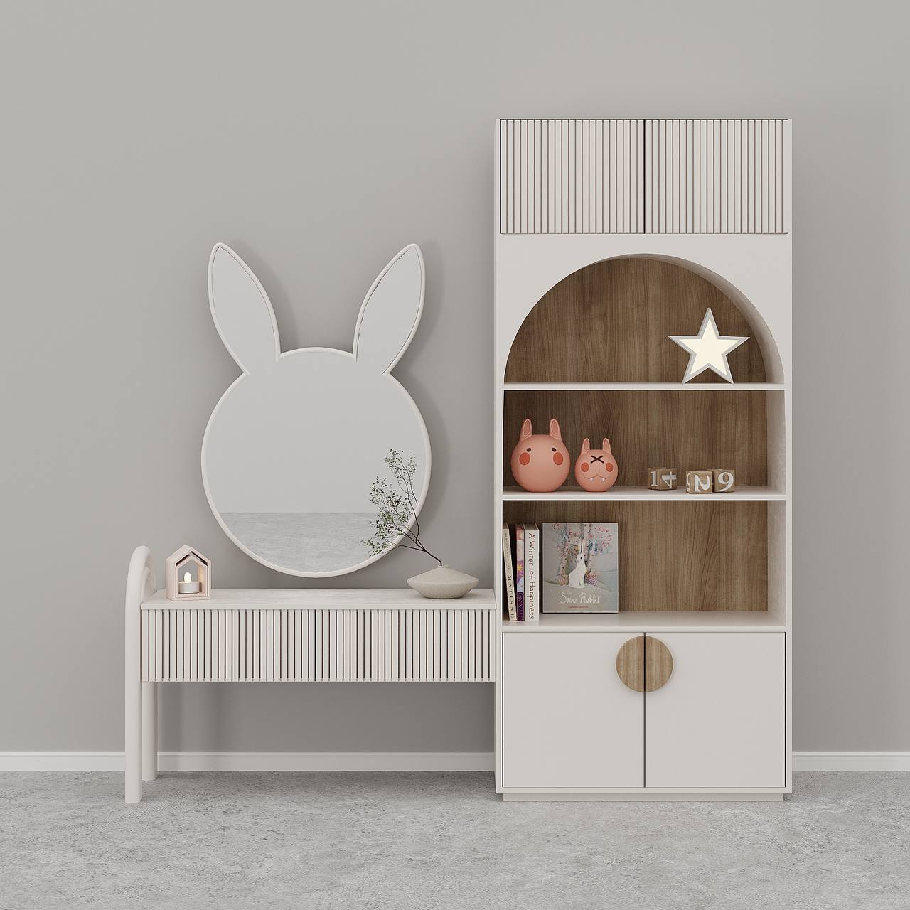 طاولة تزيين بتصميم أرنب / 225 × 45 سم