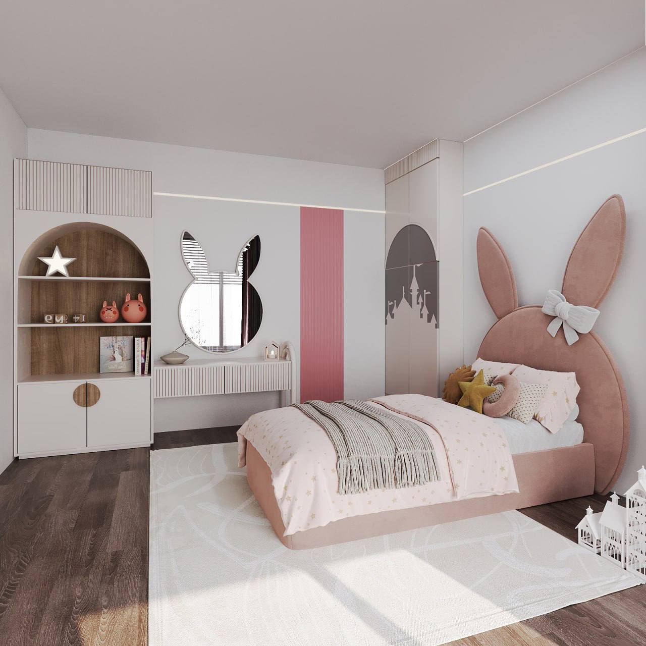 طاولة تزيين بتصميم أرنب / 225 × 45 سم