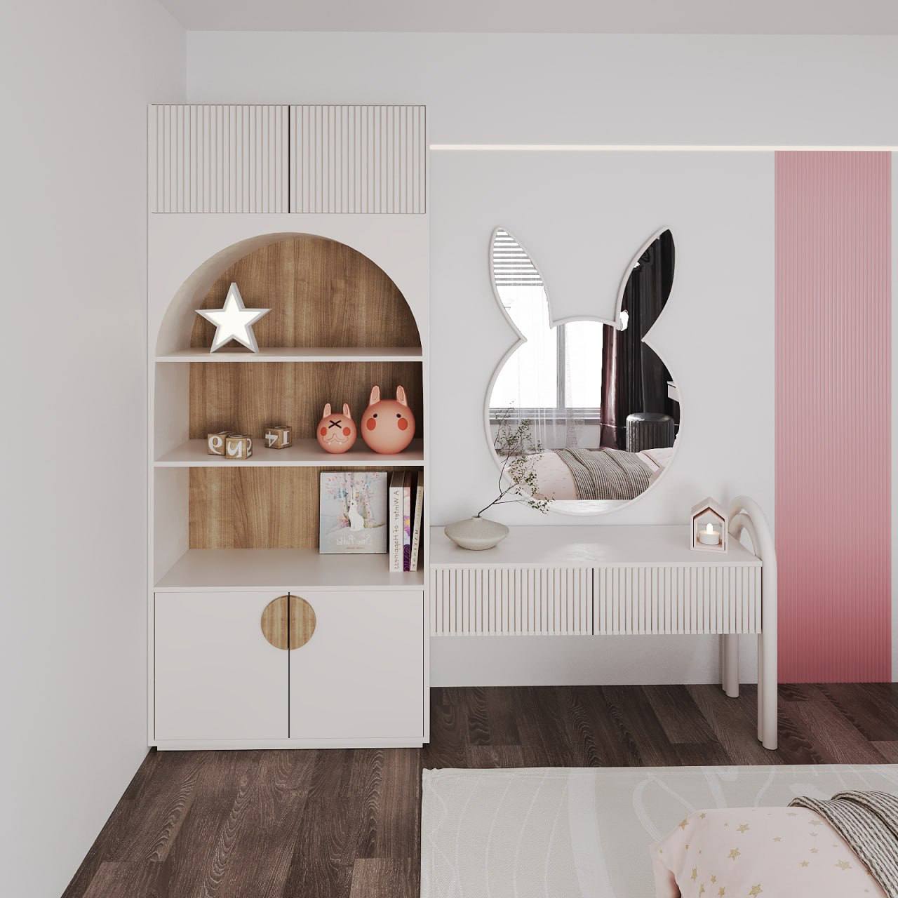 طاولة تزيين بتصميم أرنب / 225 × 45 سم