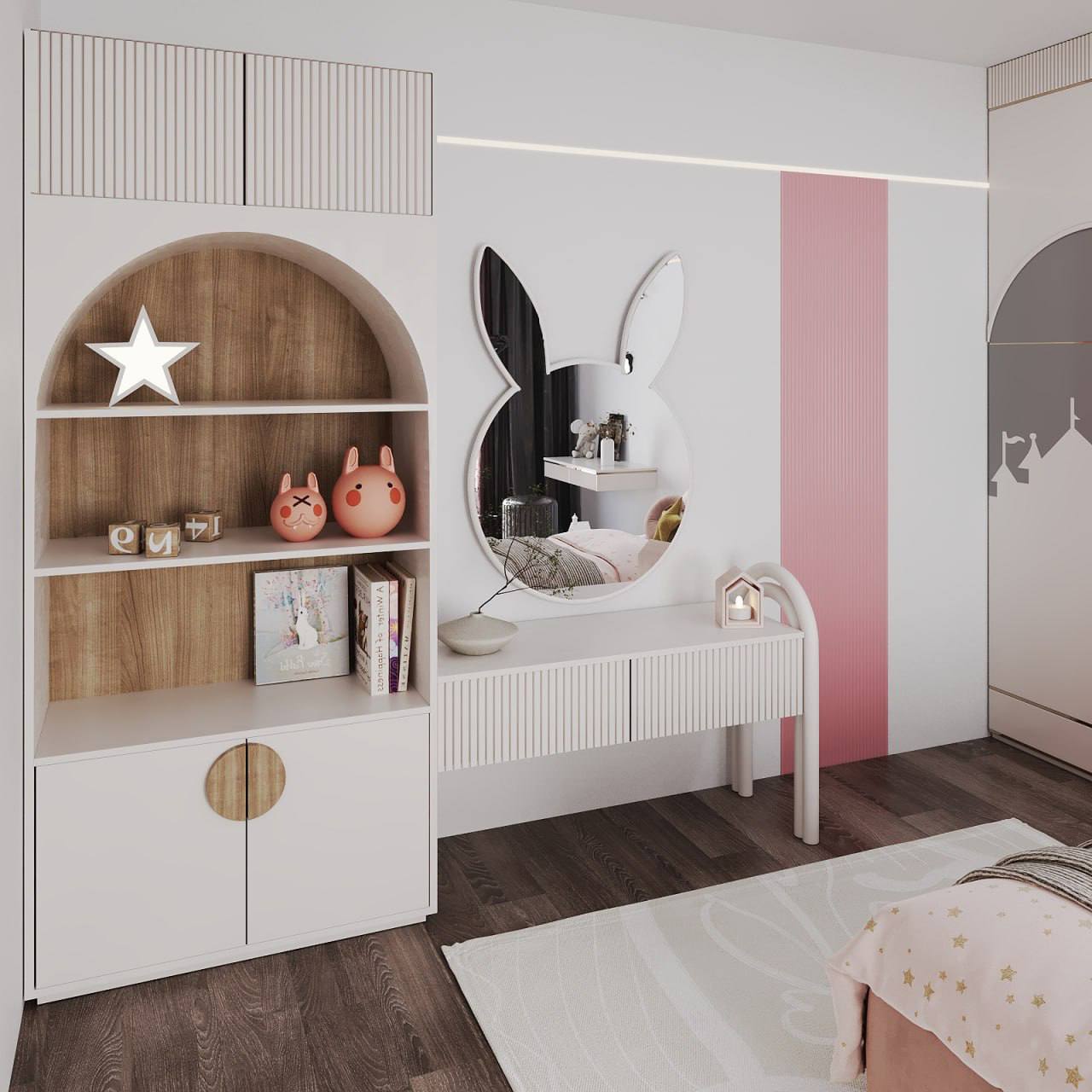 طاولة تزيين بتصميم أرنب / 225 × 45 سم