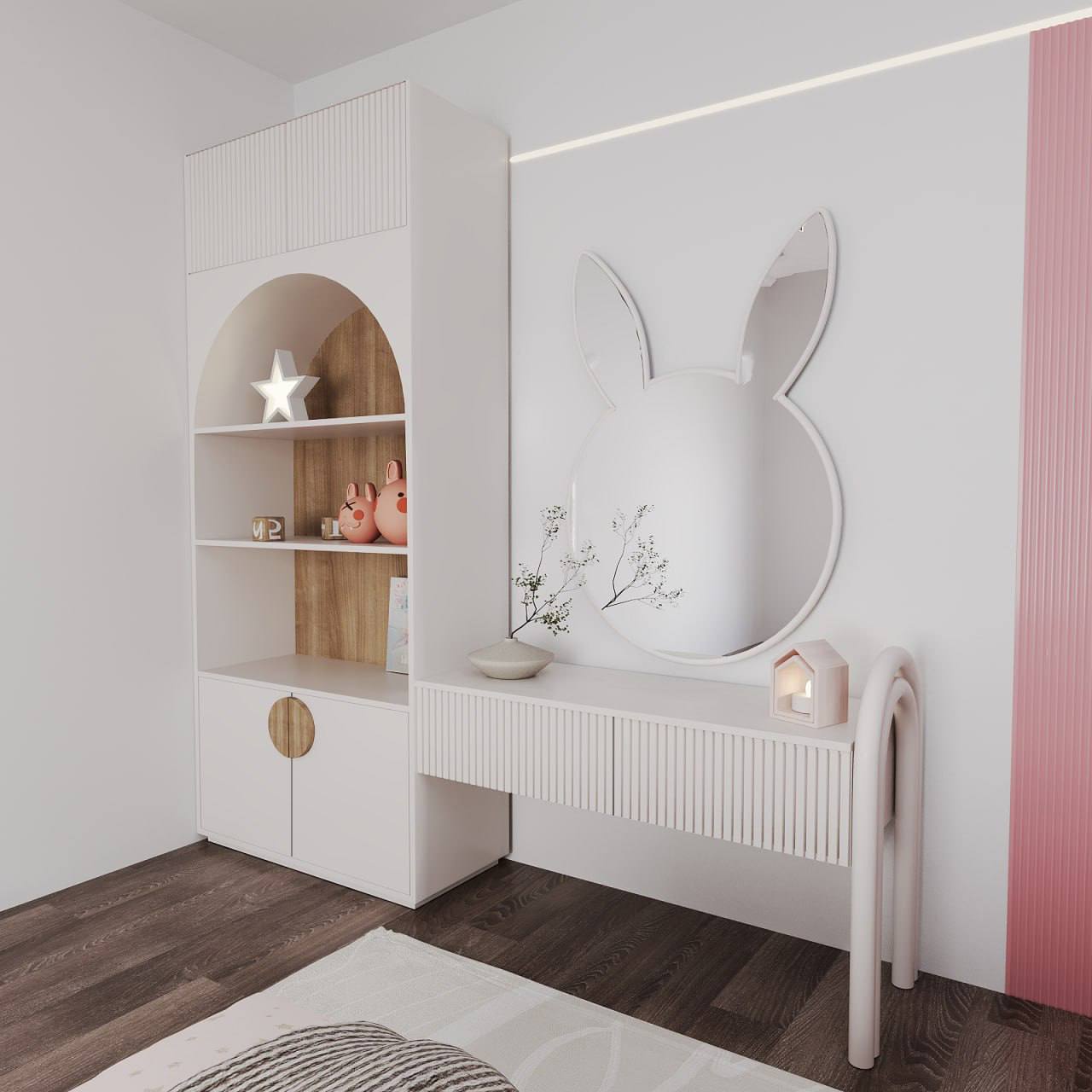 طاولة تزيين بتصميم أرنب / 225 × 45 سم