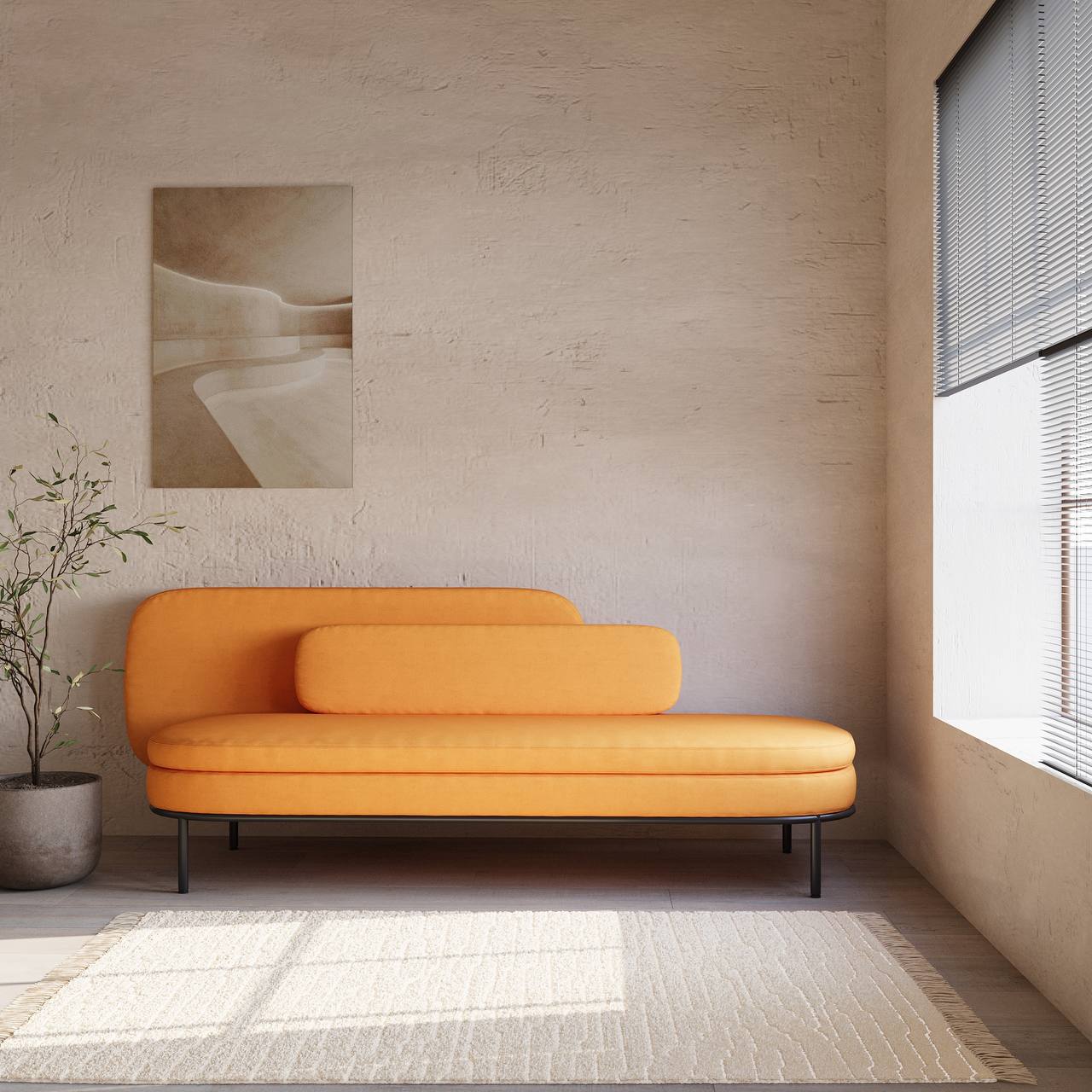 Cellina Chaise / Yellow Velvet