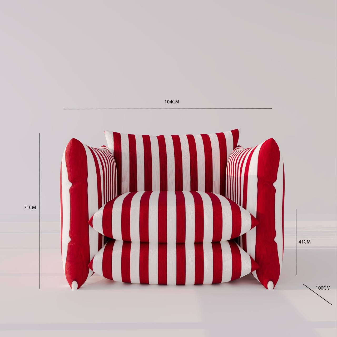 Pillows Armchair / Stripped Satin