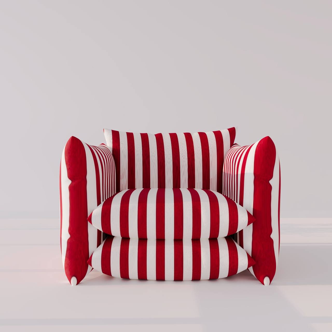 Pillows Armchair / Stripped Satin