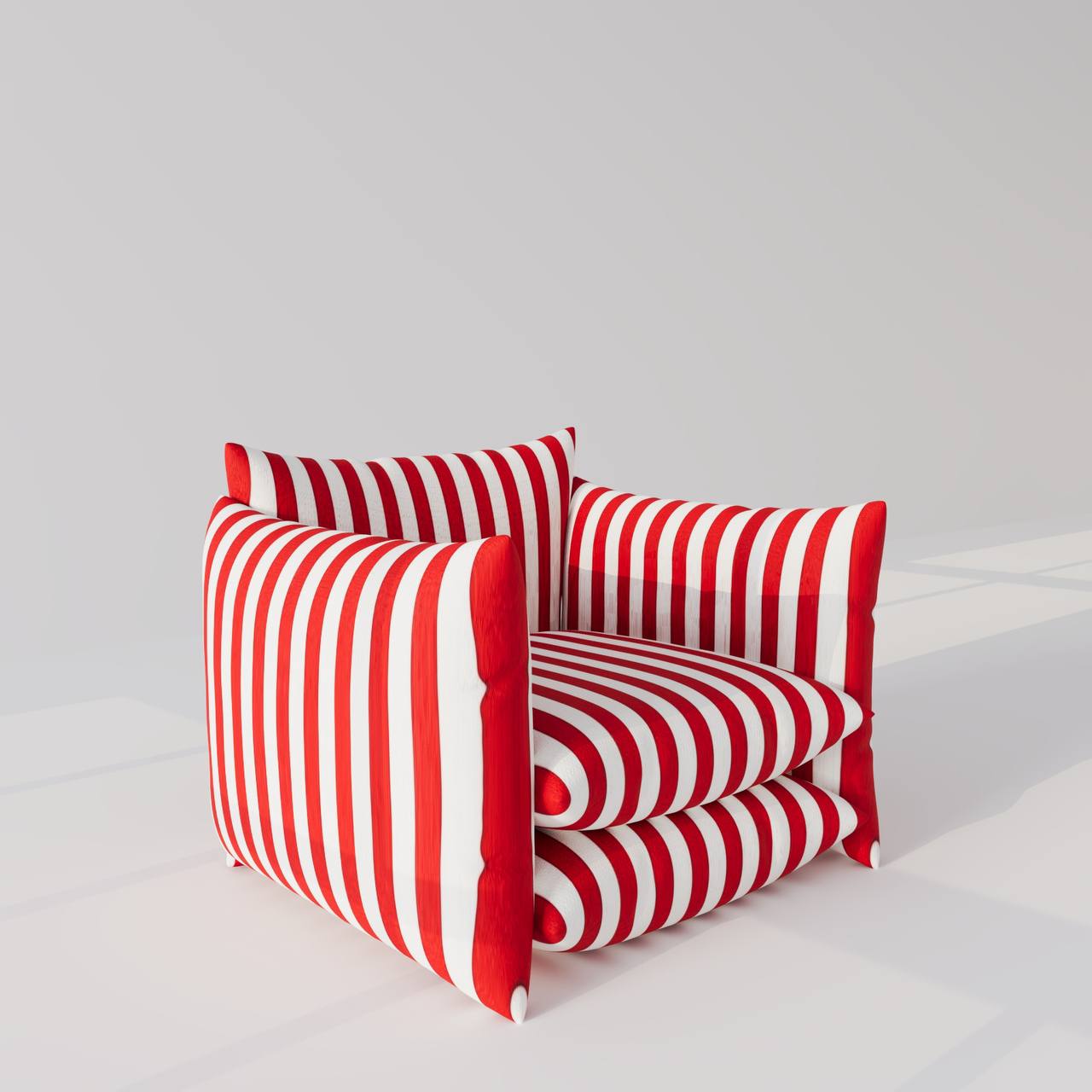 Pillows Armchair / Stripped Satin