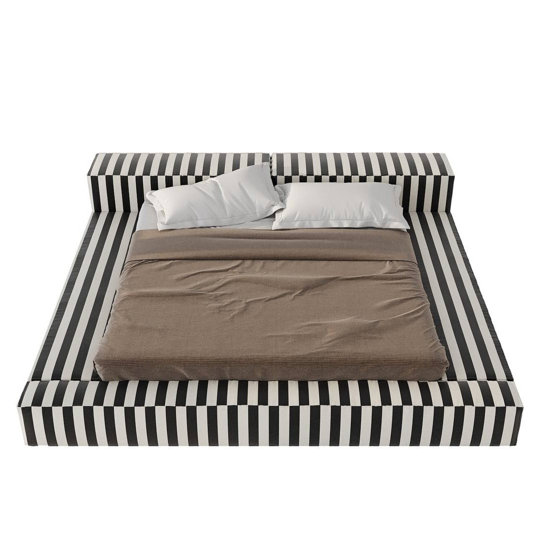 XO Platform Bed / White & Black Satin