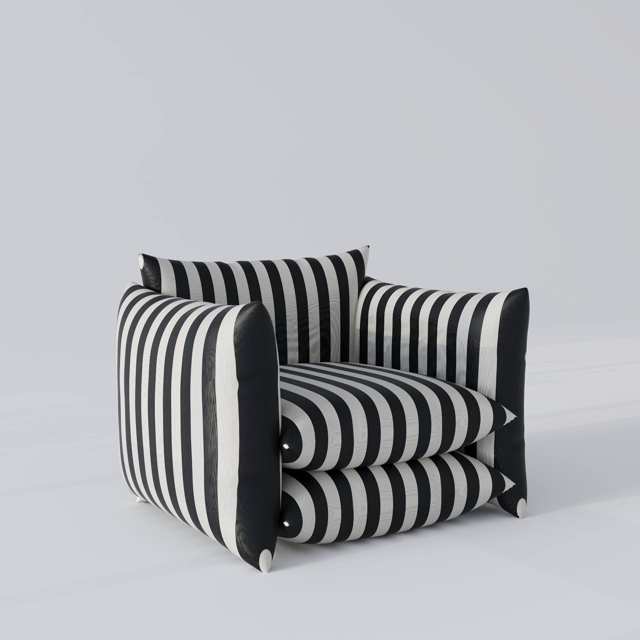 Pillows Armchair / Stripped Satin