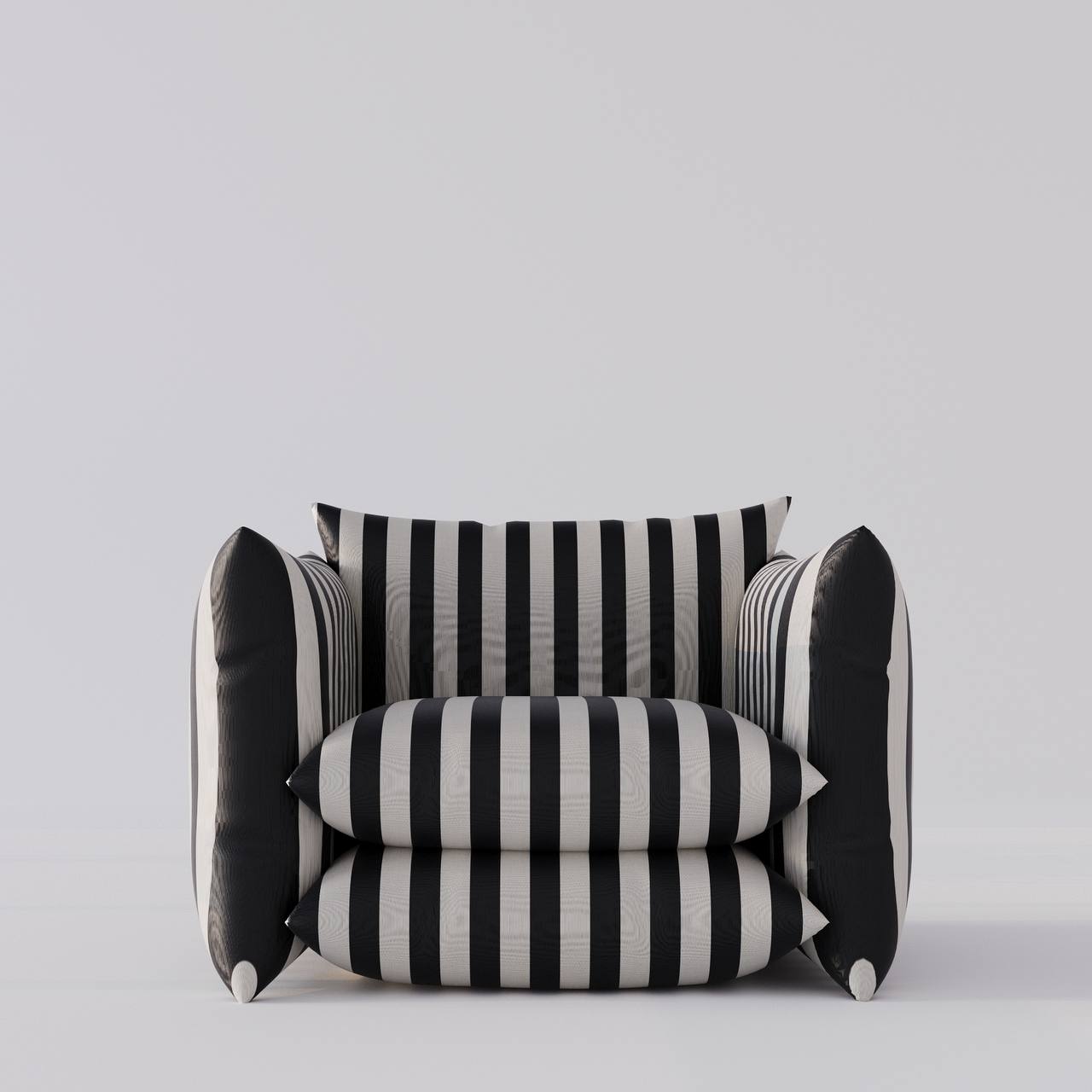 Pillows Armchair / Stripped Satin