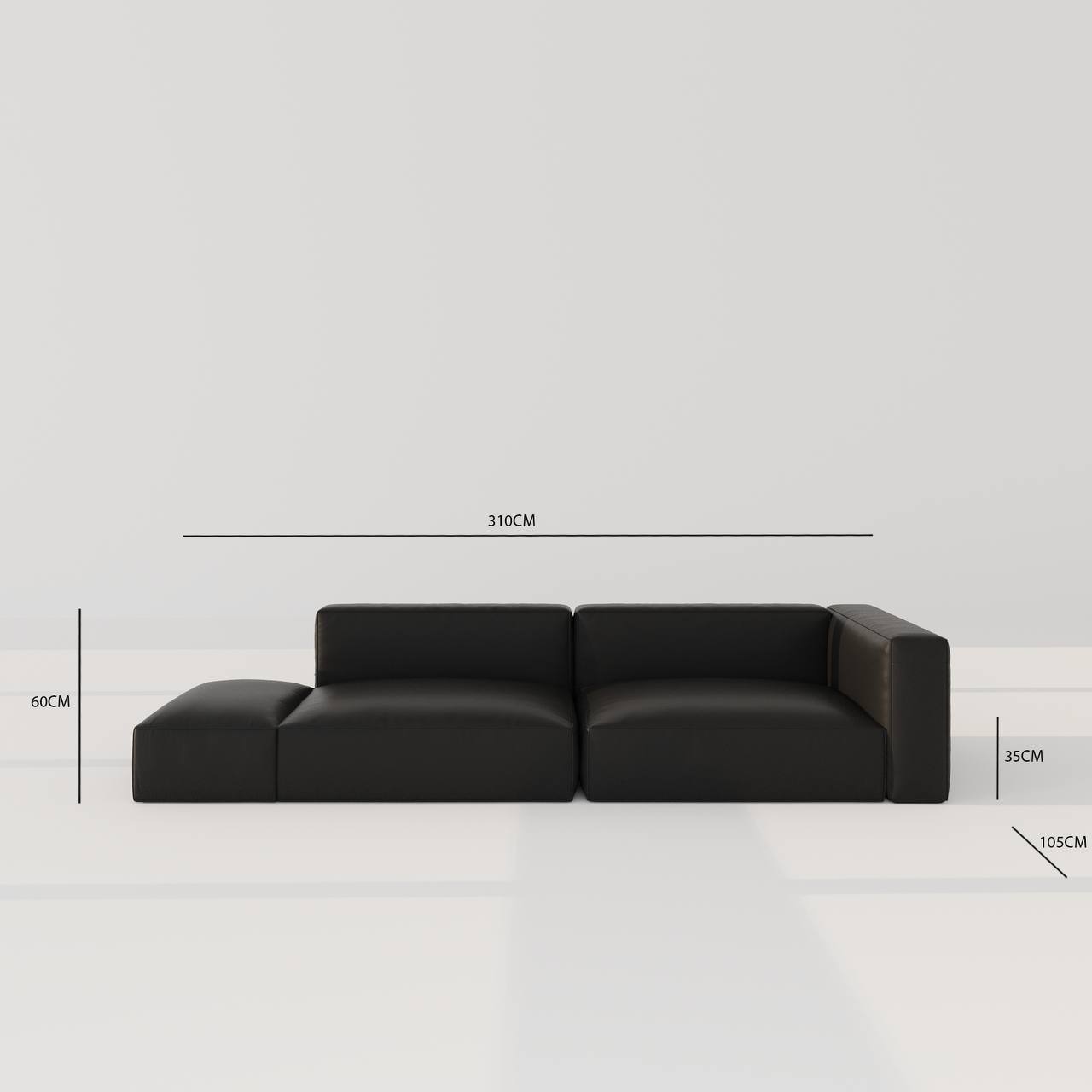 Santo Sofa 3S / Black Faux Leather