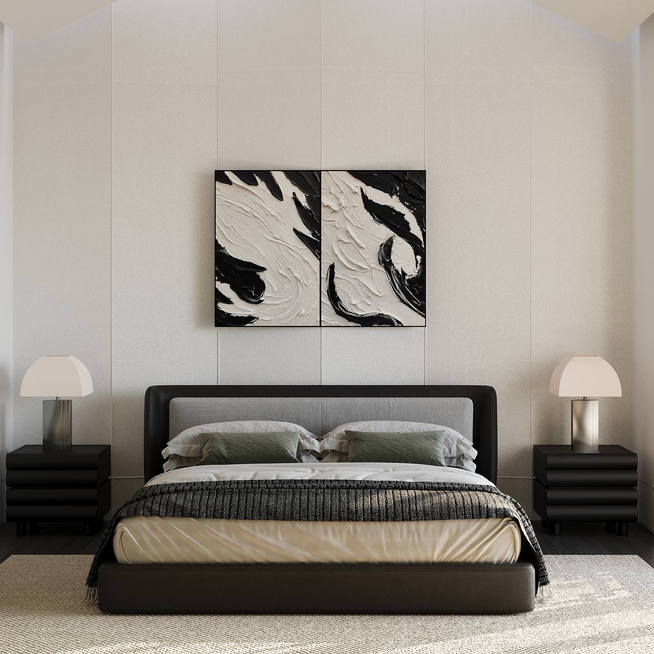 Garuda Bed / Black Faux Leather