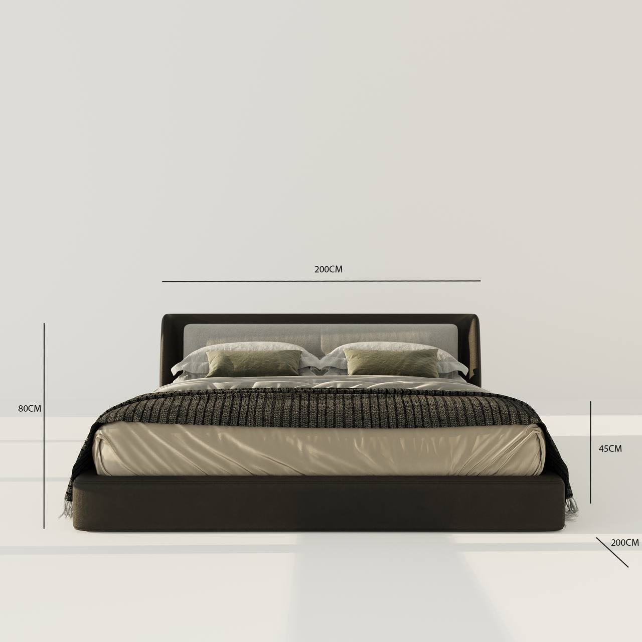 Garuda Bed / Black Faux Leather