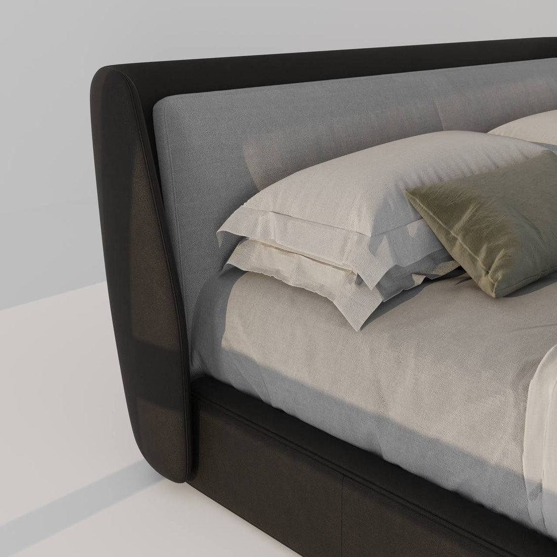 Garuda Bed / Black Faux Leather