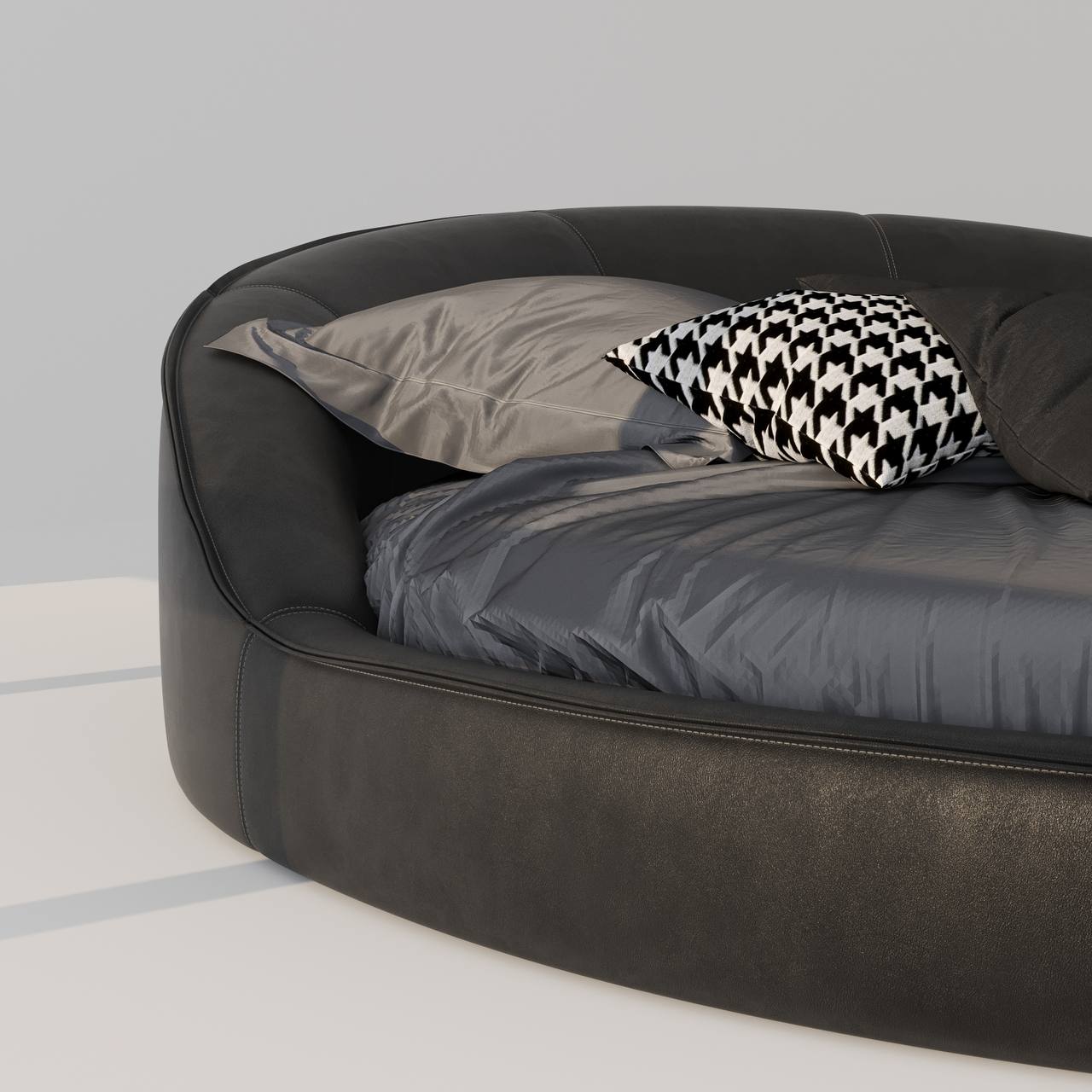 Vali Bed / Black Faux Leather