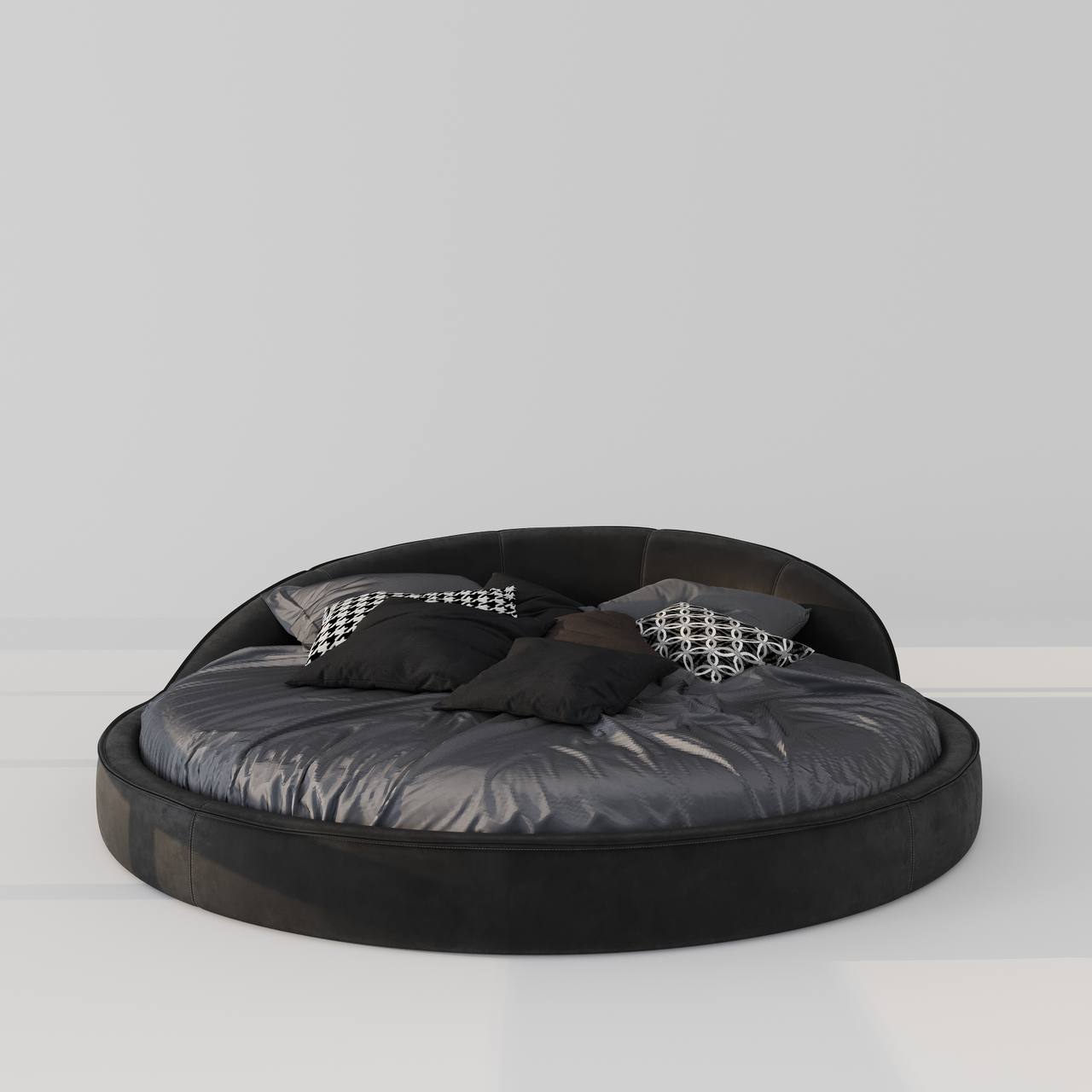 Vali Bed / Black Faux Leather