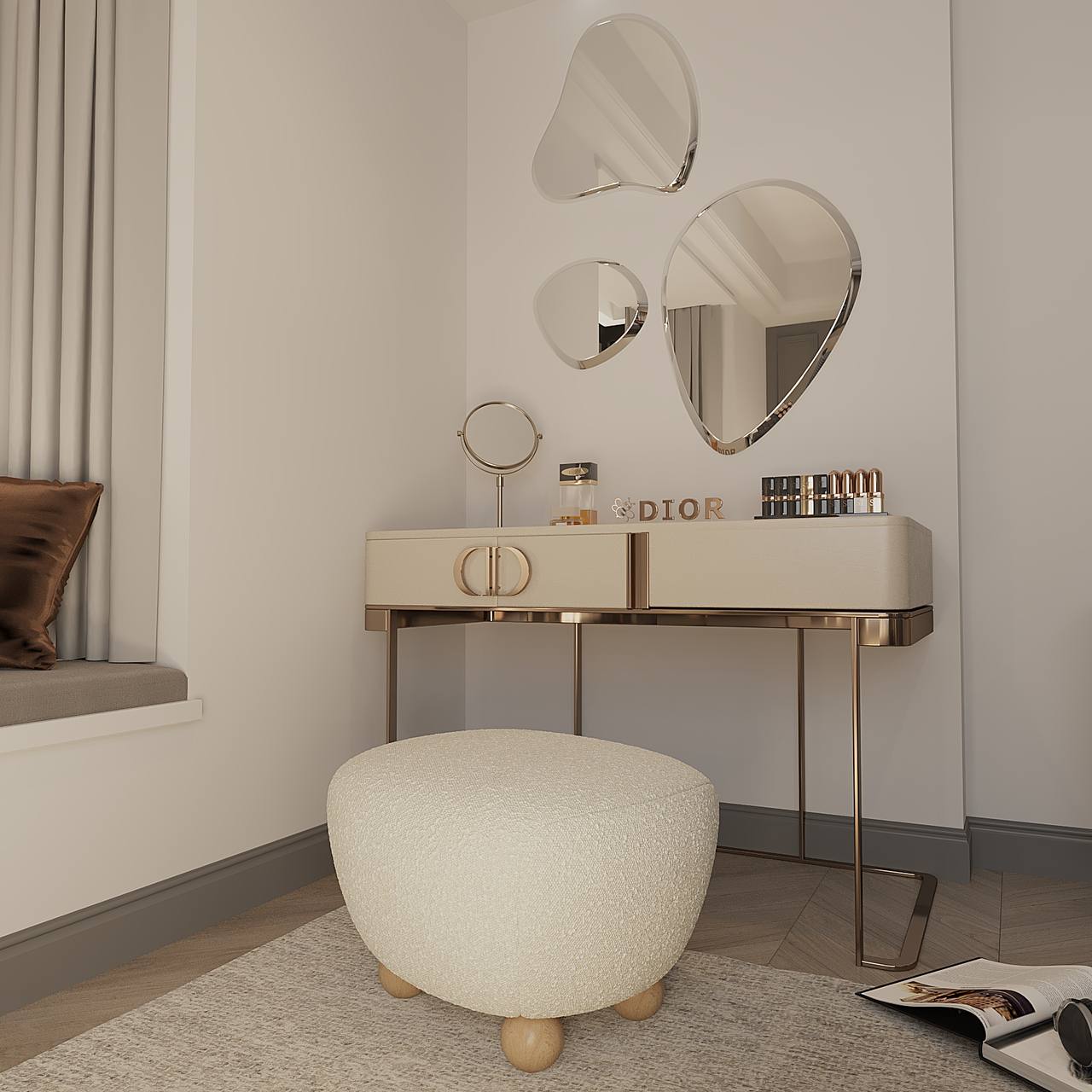 Plumby Stool / Beige Boucle