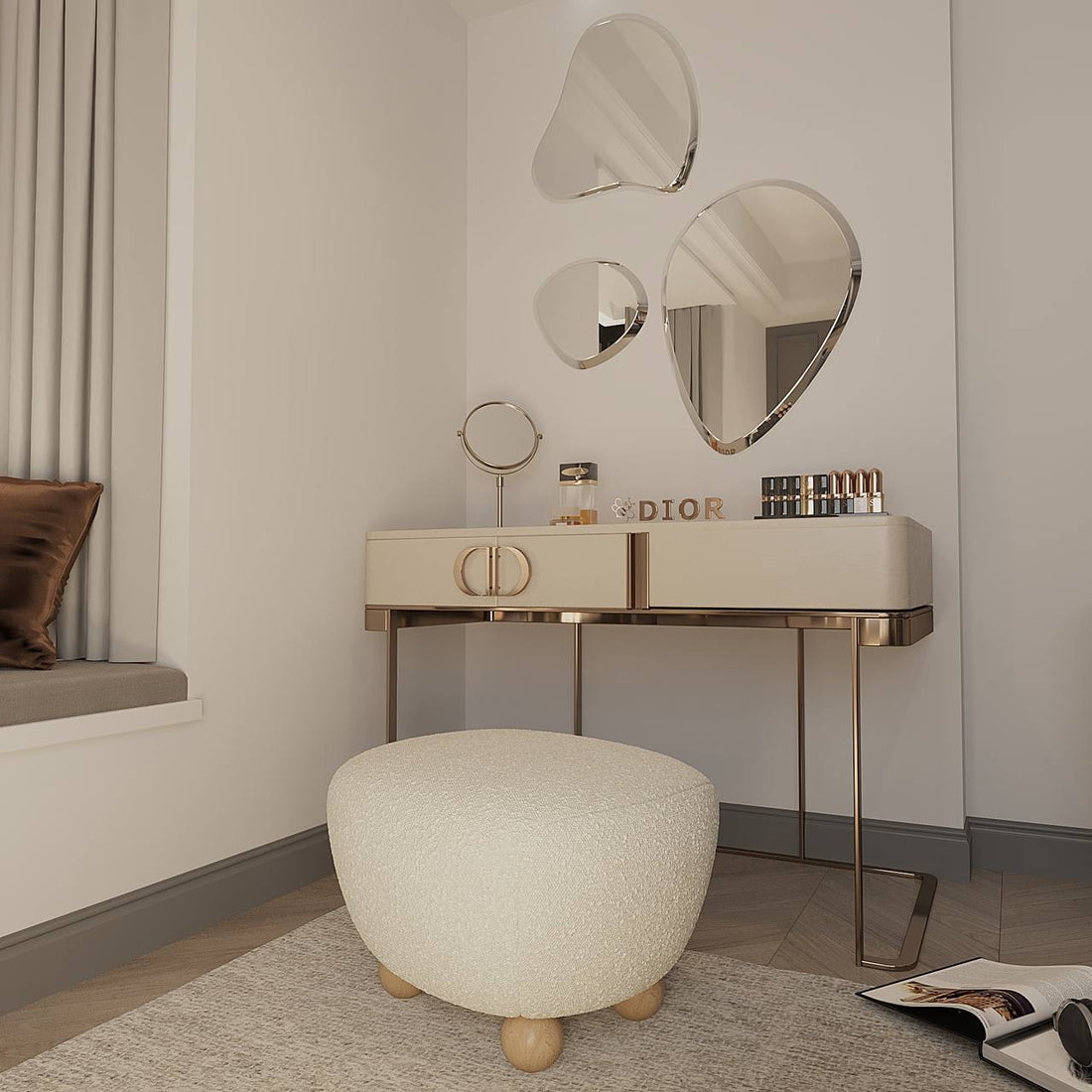 Plumby Stool / Beige Boucle