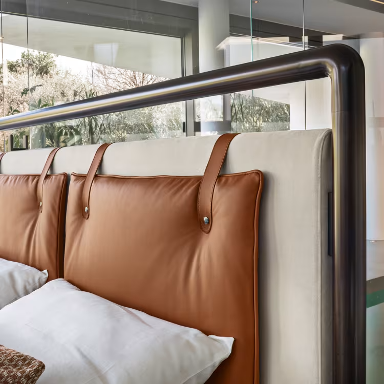 Corin Bed - Leather Cushion Headboard