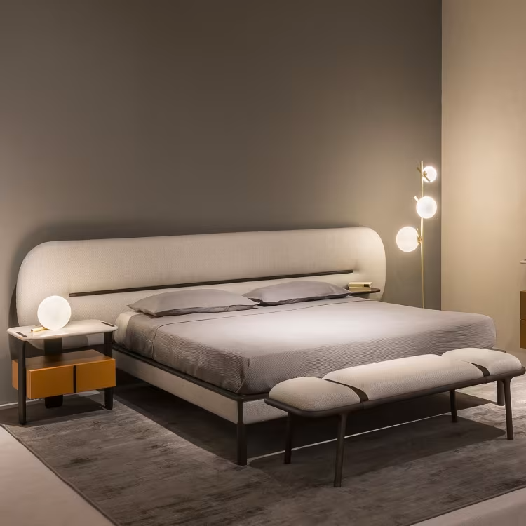 Liora Bed - Rounded Upholstered Headboard