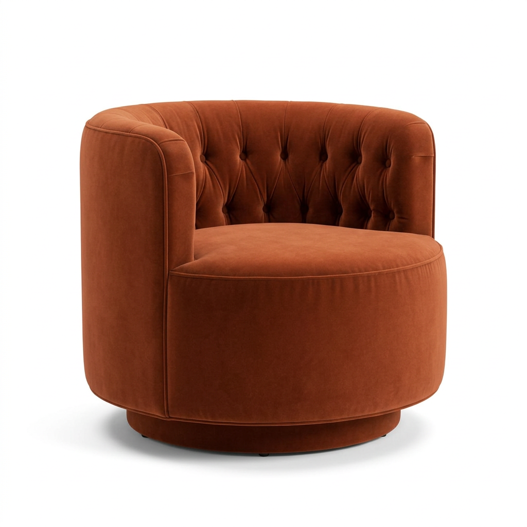 Riad tufted velvet chair, side-angle draft on white