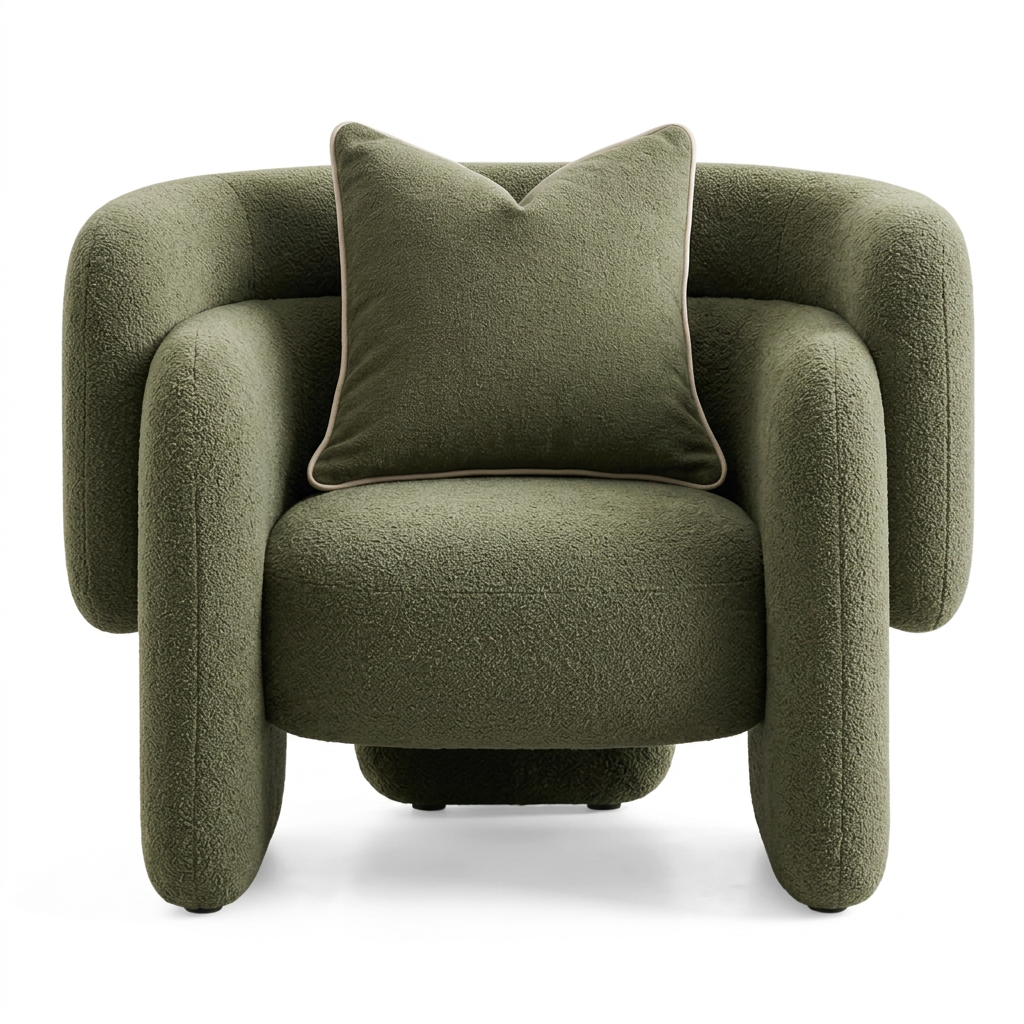 Riva armchair, head-on front view on a white background