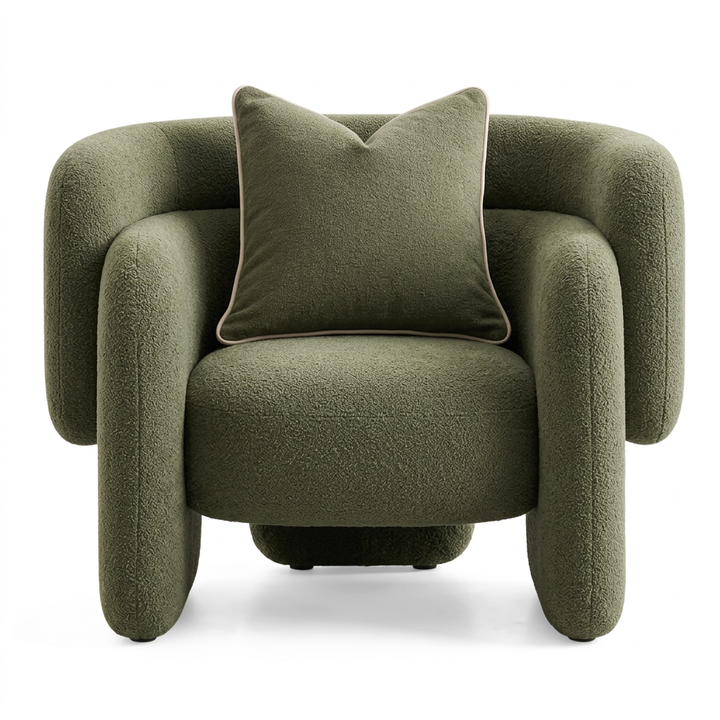 Riva armchair, head-on front view on a white background