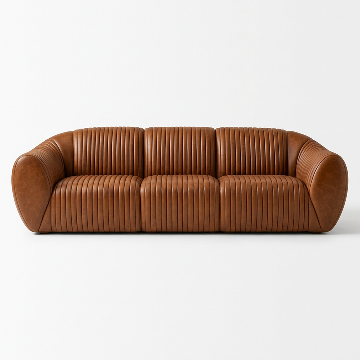 Rivo sofa, head-on front view on a white background