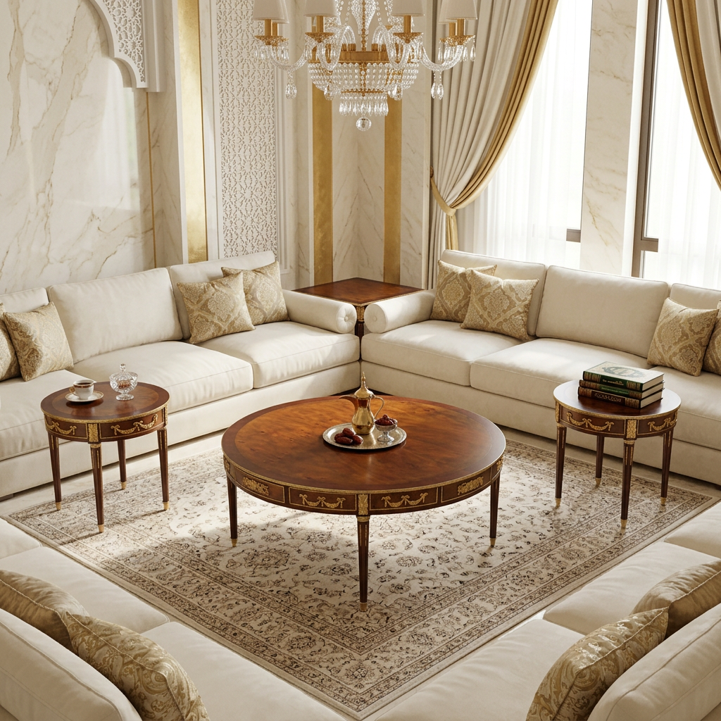 Round table set in luxury majlis