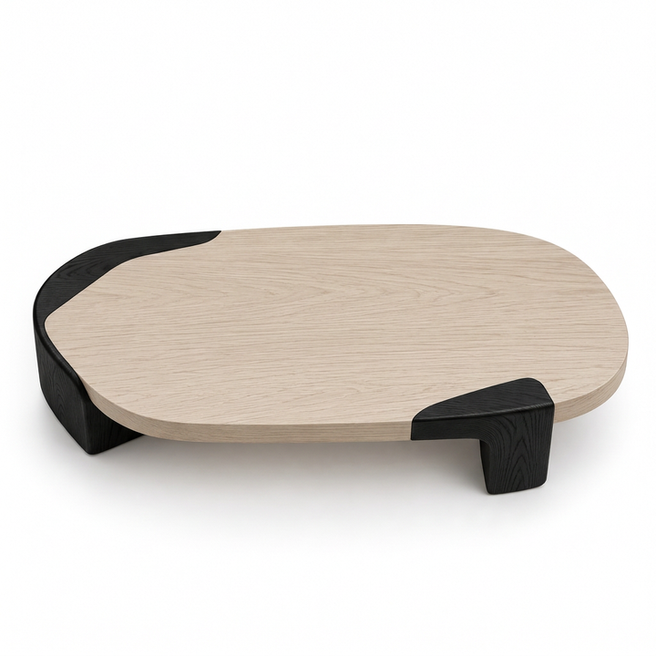 Rove two-tone organic coffee table, front view on white