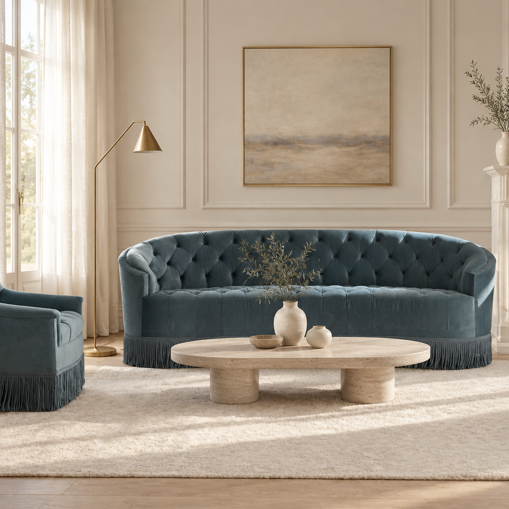 Sofa in a new warm ivory living-room setting