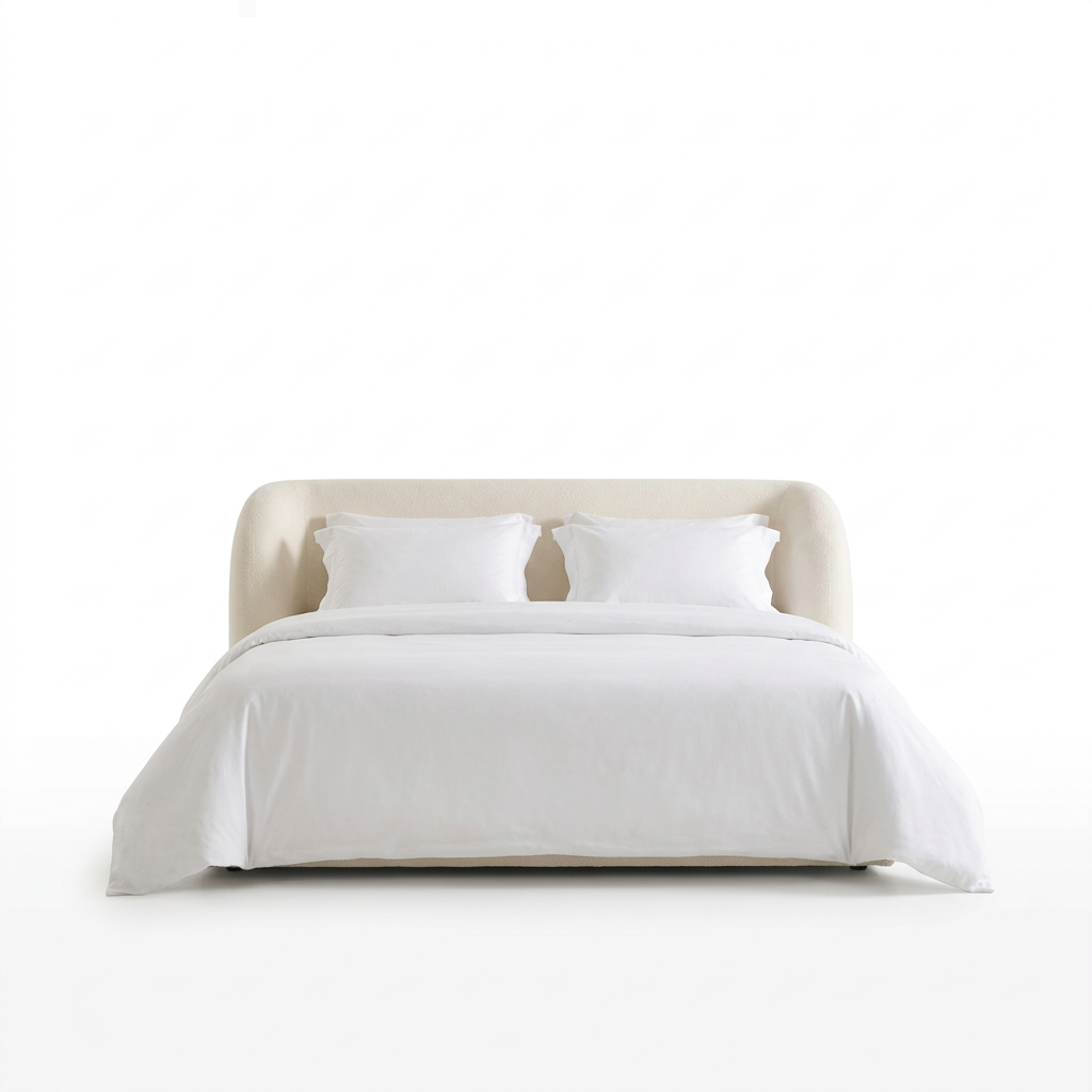 Solene bed, straight-on front view on a white background