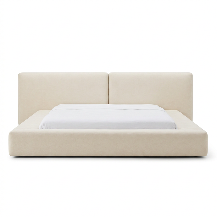 Sora bed, straight-on front view on a white background