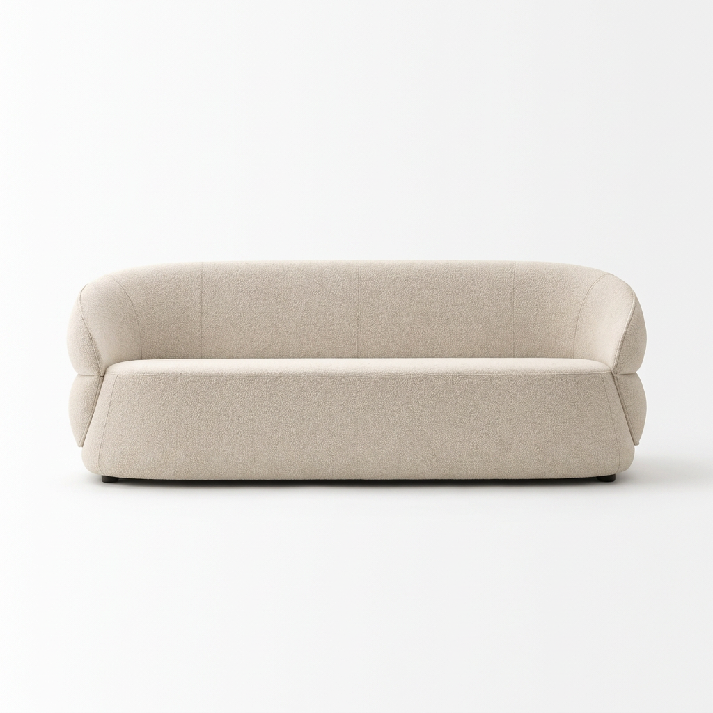 Sorel sofa, straight-on front view on a white background