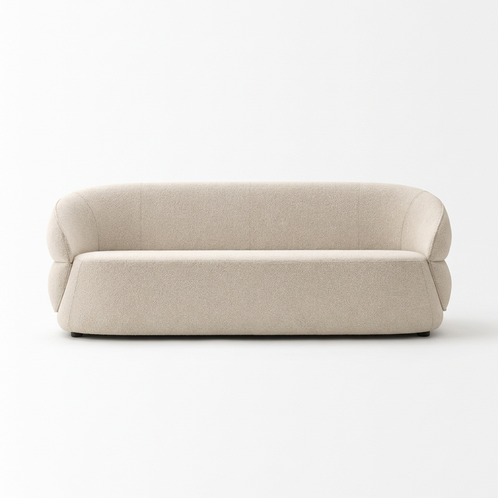 Sorel sofa, straight-on front view on a white background