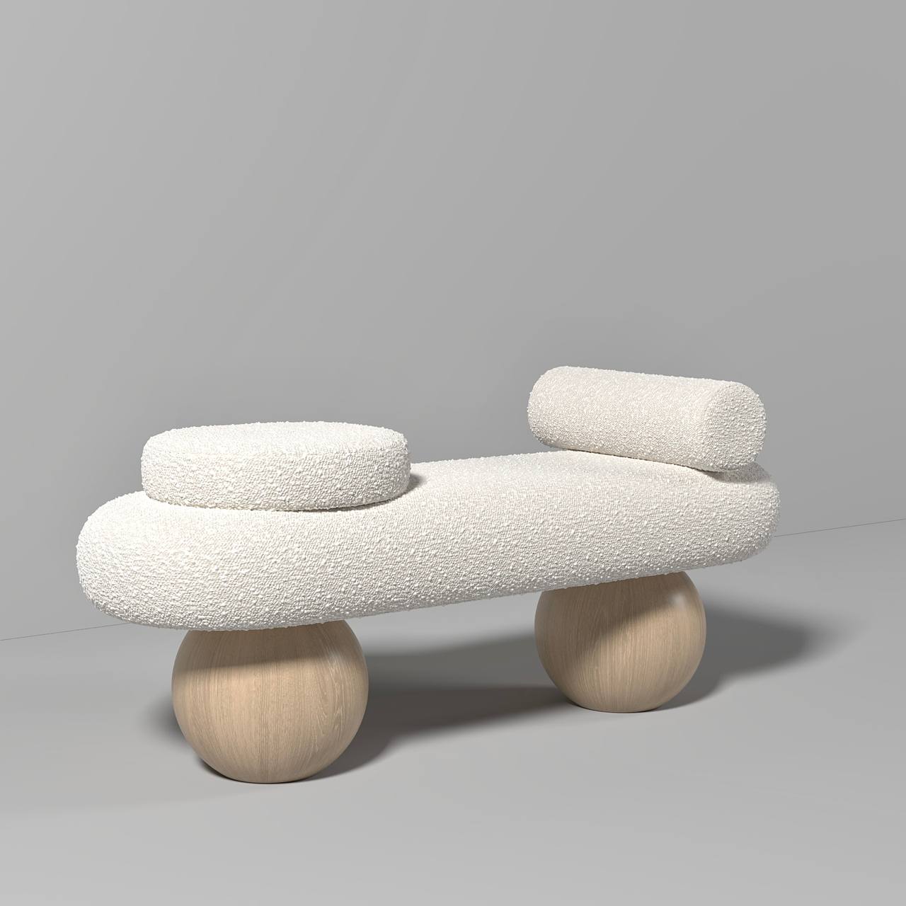 Spherea Bench / White Boucle