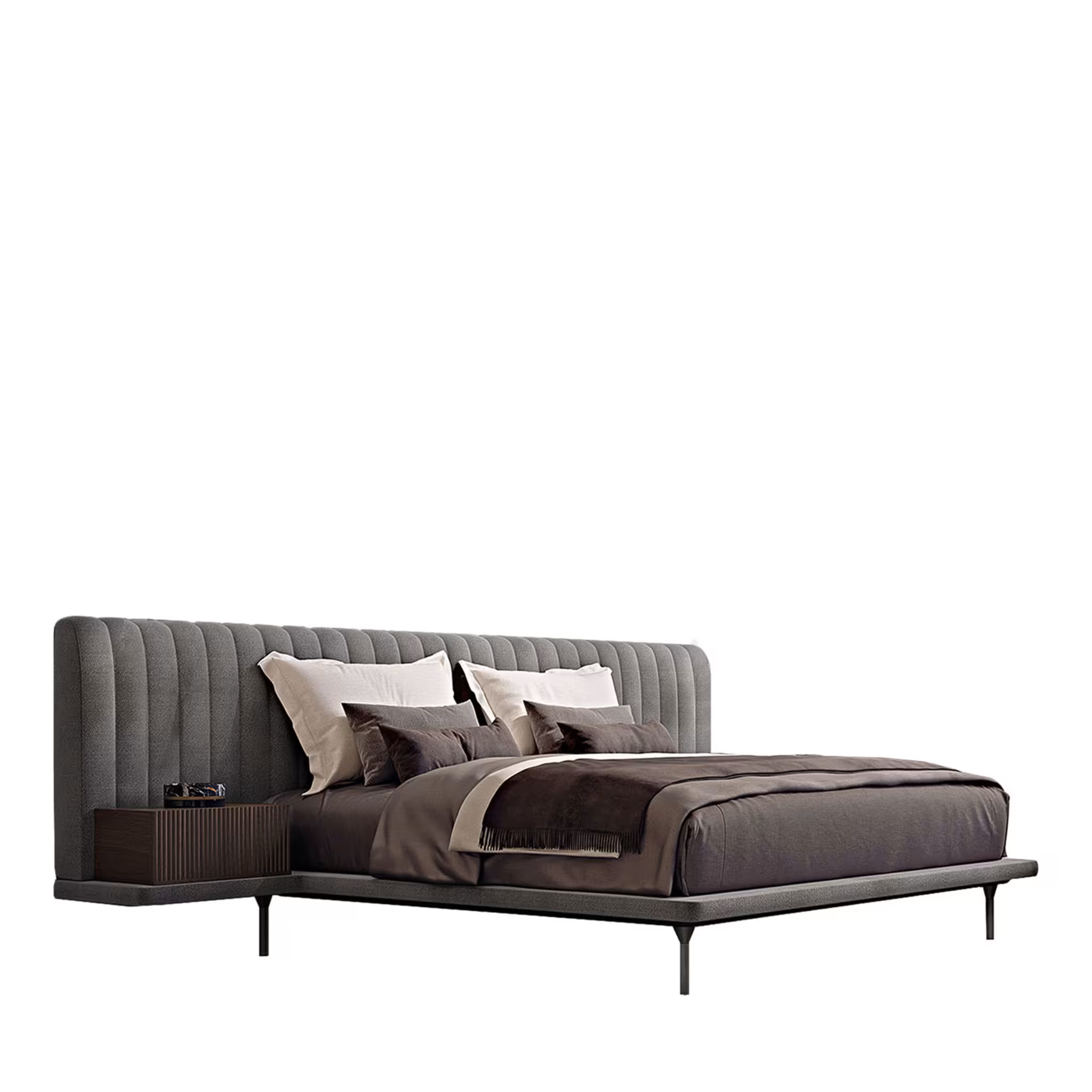 Avel Bed - Channel-Tufted Fabric Bed