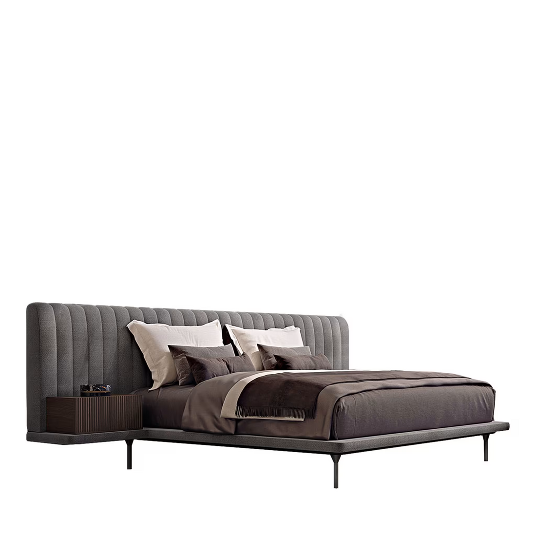 Avel Bed - Channel-Tufted Fabric Bed