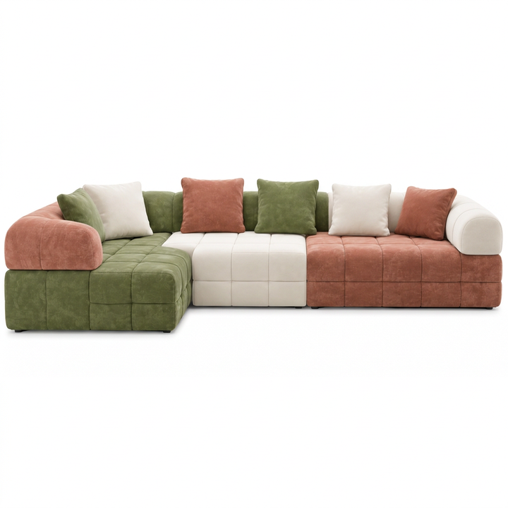 Velluto Mix sofa, straight-on front view on a white background