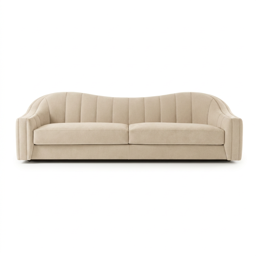 Veyra sofa, straight-on front view on a white background