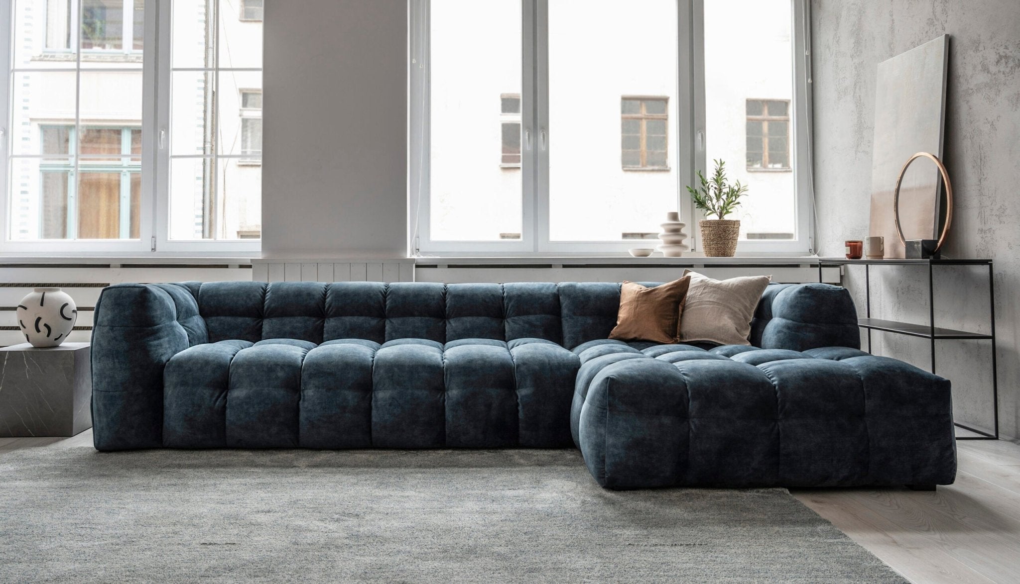 Veyron L-Shape Sofa / Cotton Velvet