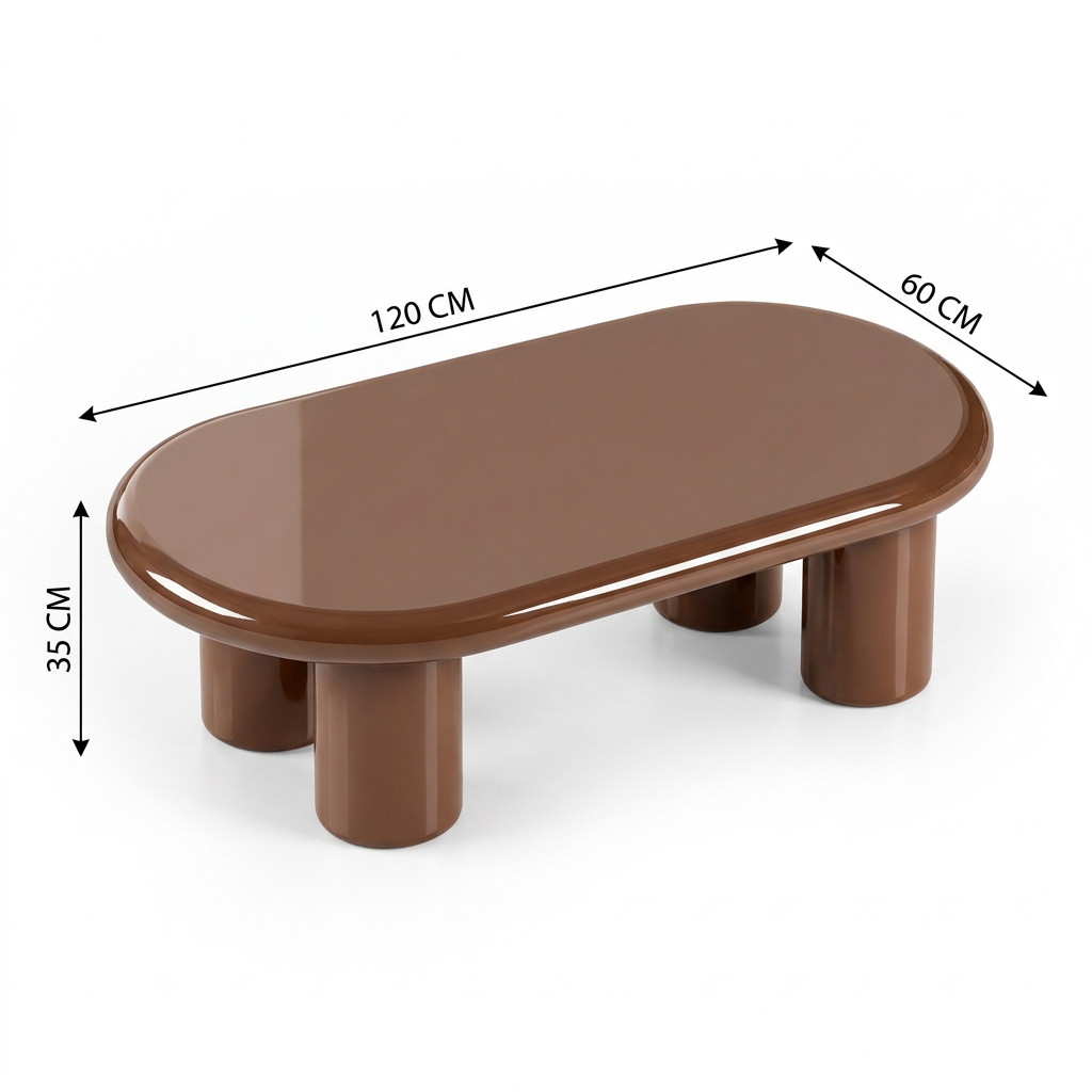 Vito coffee table dimensions, 120 cm long, 60 cm wide and 35 cm high