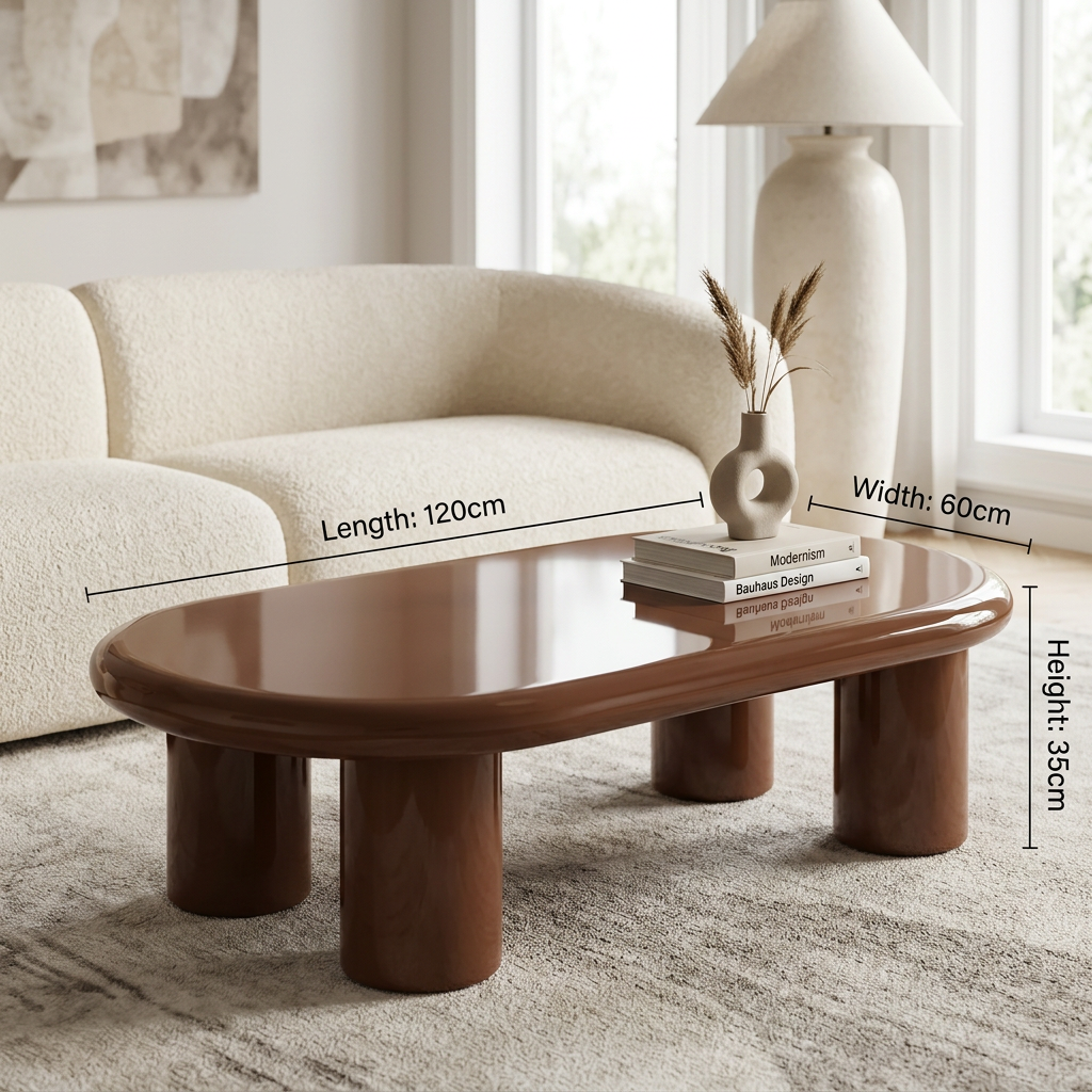 Vito high-gloss capsule coffee table styled in a contemporary living room