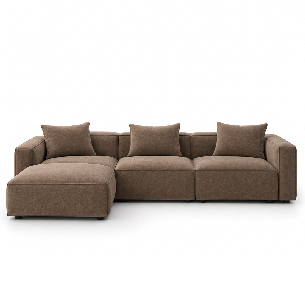 Vittorio sofa, straight-on front view on a white background